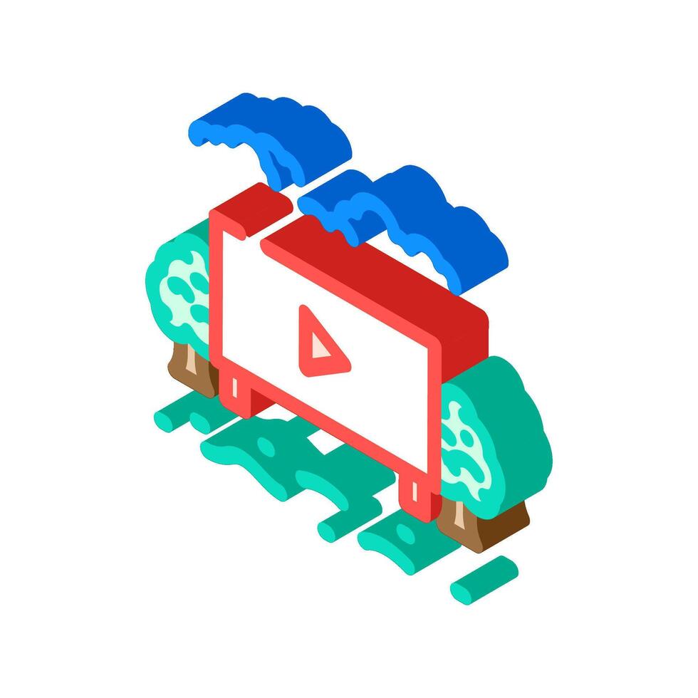 watching outdoor movie summer spend time isometric icon illustration vector