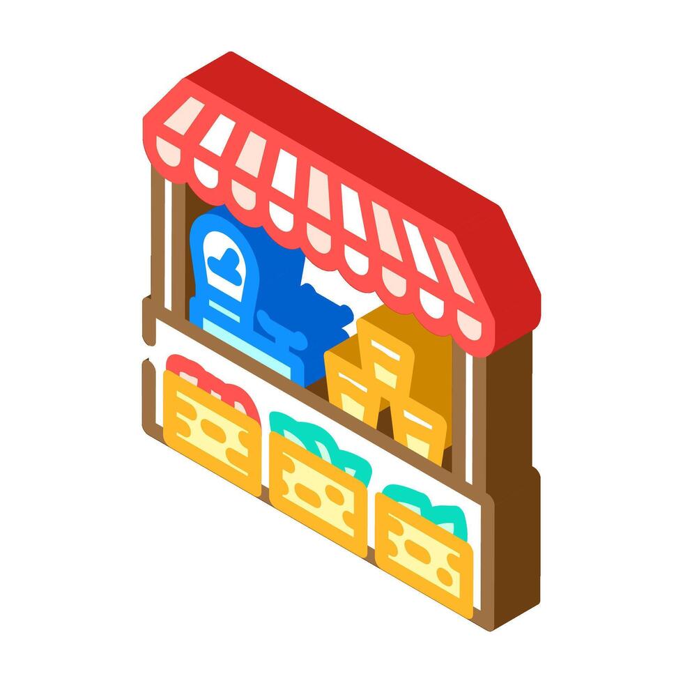 local market summer spend time isometric icon illustration vector