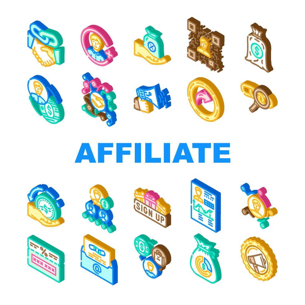 affiliate referral program sales icons vector