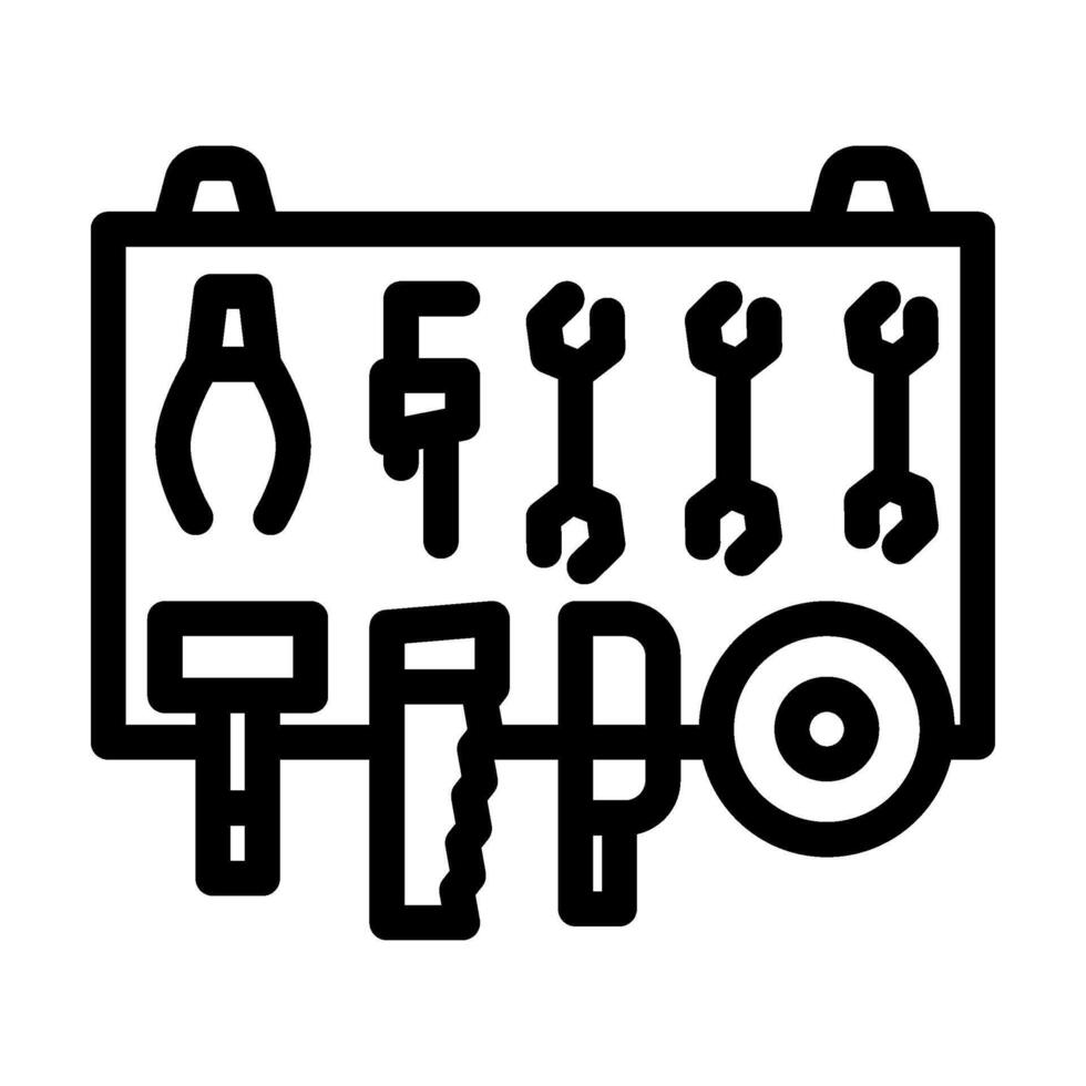 wall mounted tool rack line icon illustration vector