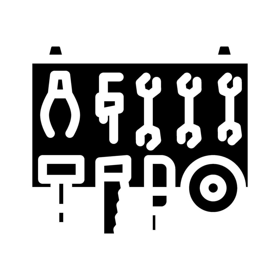 wall mounted tool rack glyph icon illustration vector