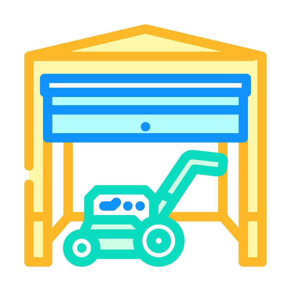lawnmower stored garage color icon illustration vector