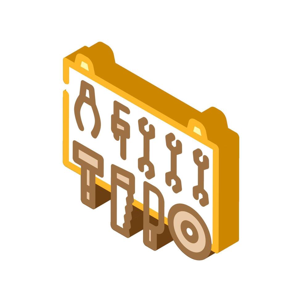 wall mounted tool rack isometric icon illustration vector