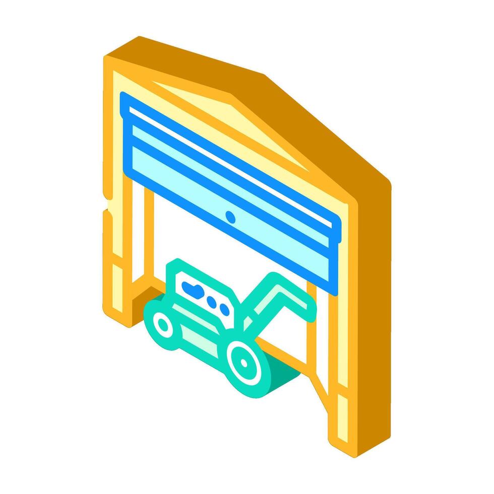 lawnmower stored garage isometric icon illustration vector