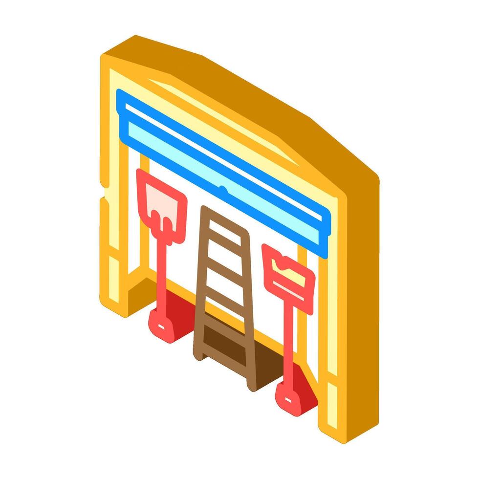 snow shovel winter gear isometric icon illustration vector