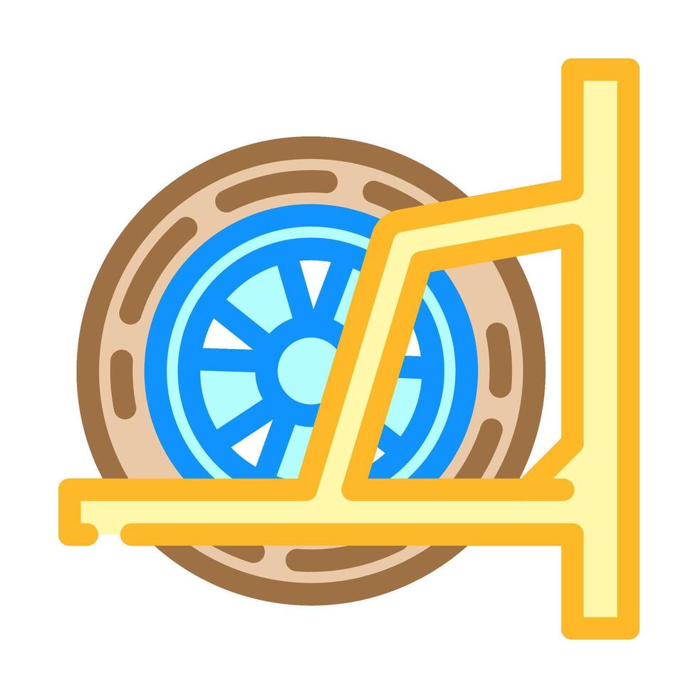 wall mounted tire rack garage color icon illustration vector
