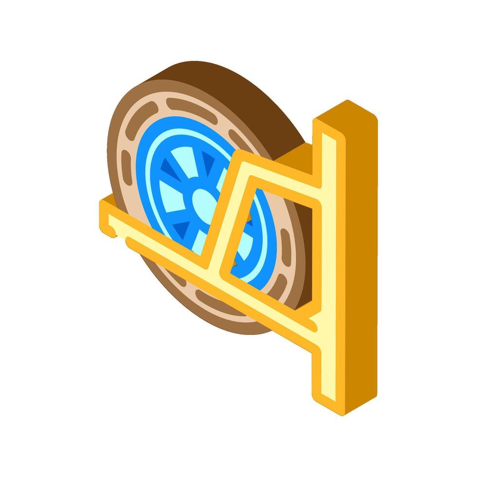 wall mounted tire rack garage isometric icon illustration vector