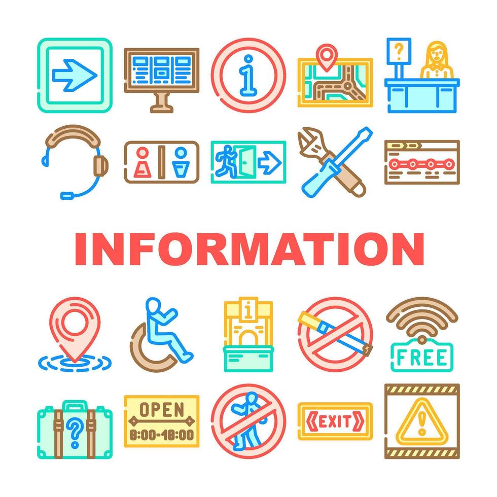 information data knowledge icon set vector