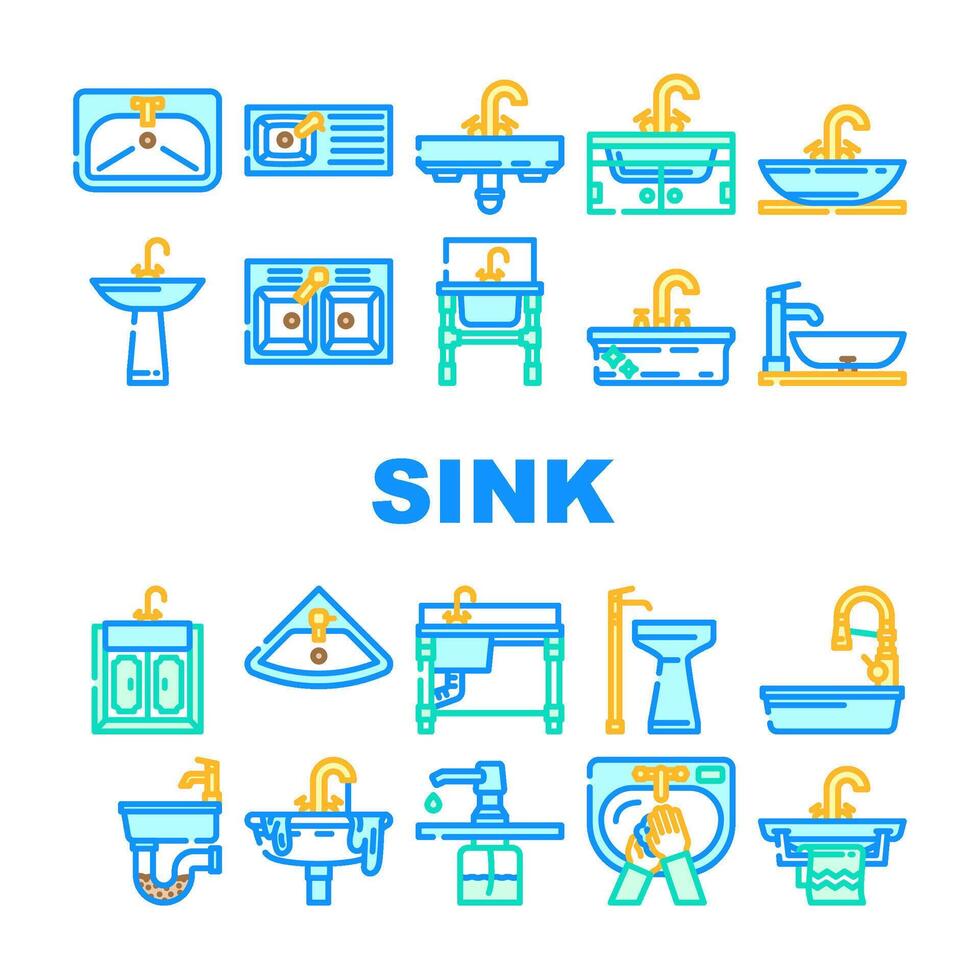 sink kitchen bathroom set vector