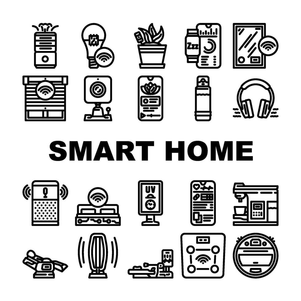 smart home wellness automation iconsset vector