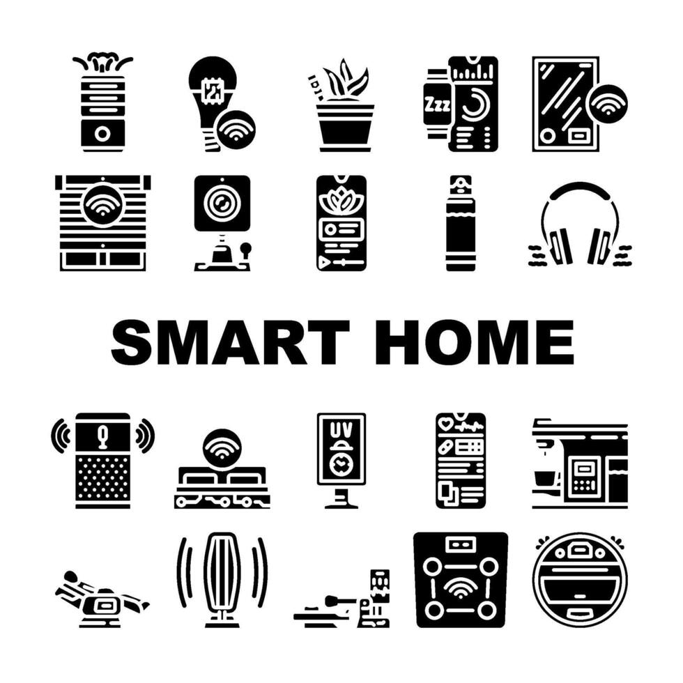smart home wellness automation icons vector