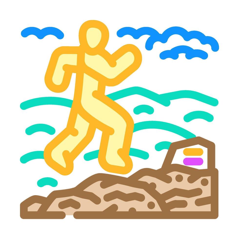 mountain trail running outdoor fitness color icon illustration vector