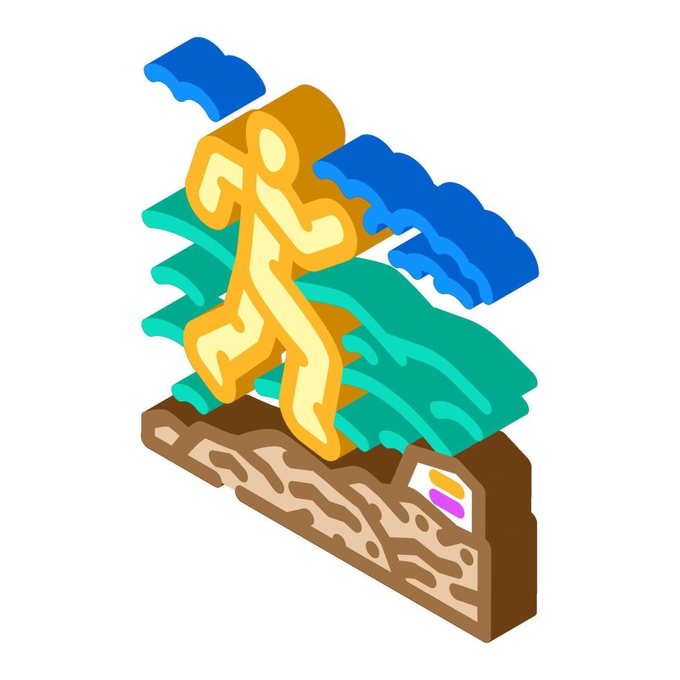 mountain trail running outdoor fitness isometric icon illustration vector