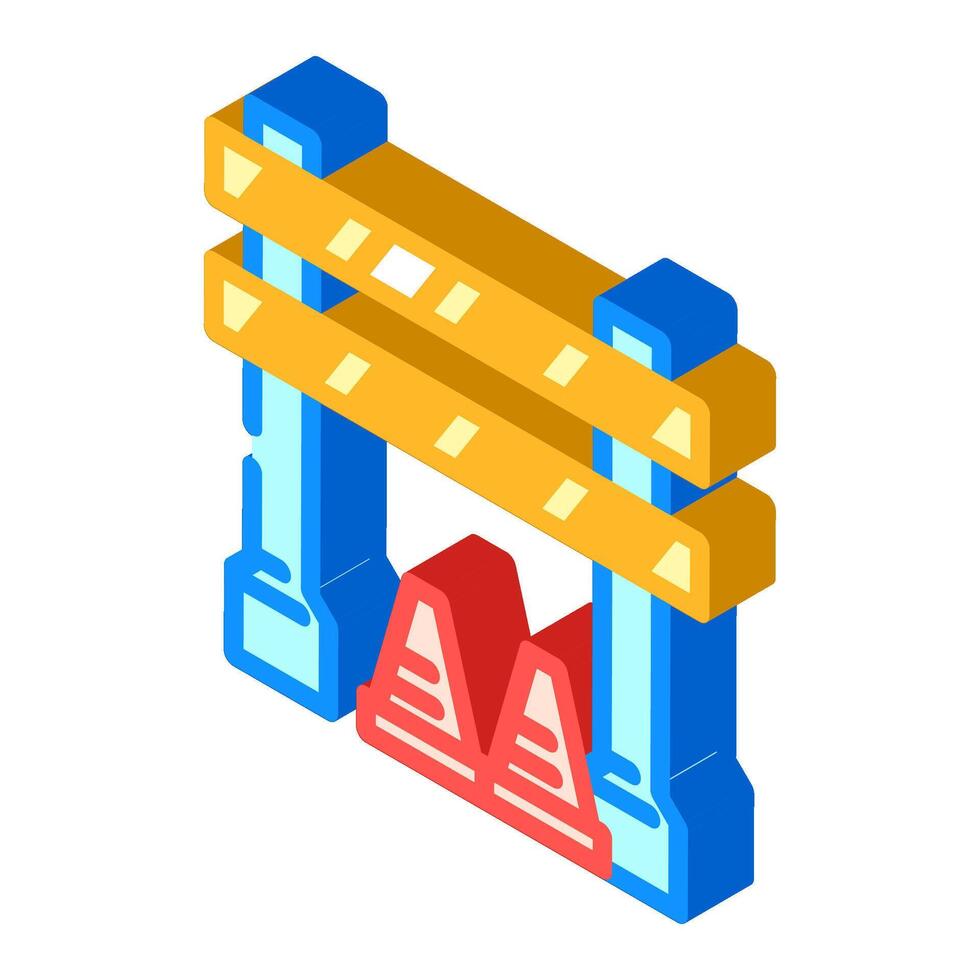 construction zone highway road isometric icon illustration vector