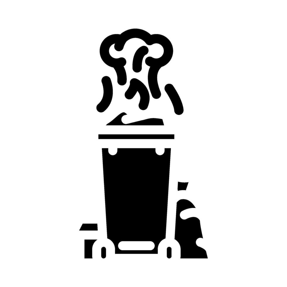 burning garbage dark smoke air pollution glyph icon illustration vector
