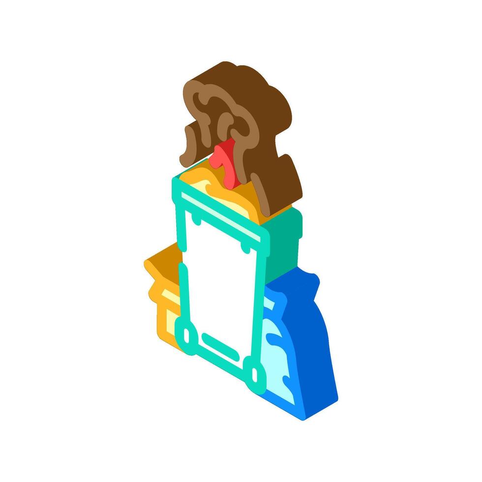 burning garbage dark smoke air pollution isometric icon illustration vector