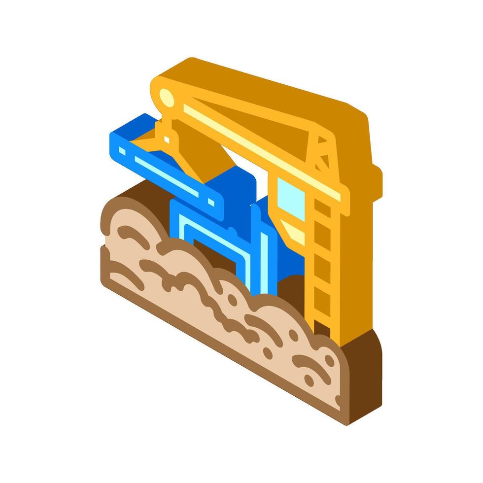 construction site raising dust clouds isometric icon illustration vector