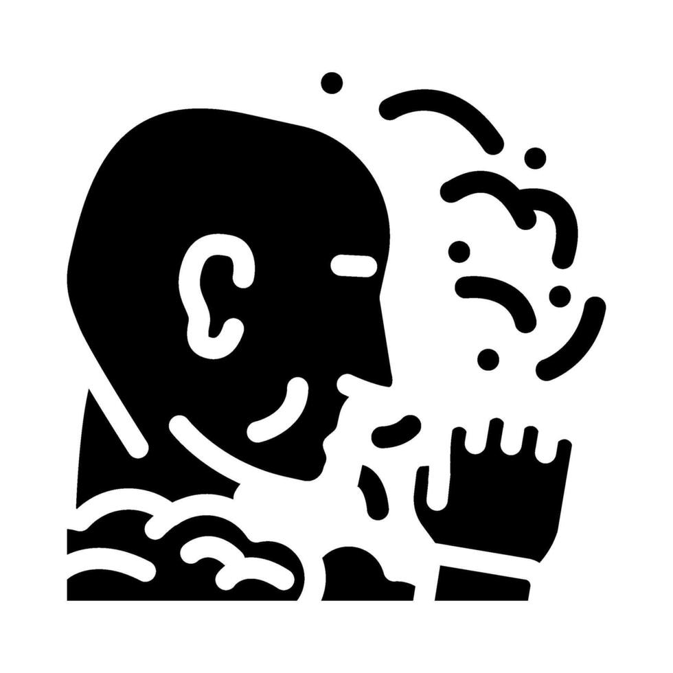 person coughing polluted air pollution glyph icon illustration vector