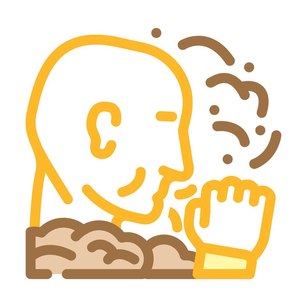 person coughing polluted air pollution color icon illustration vector