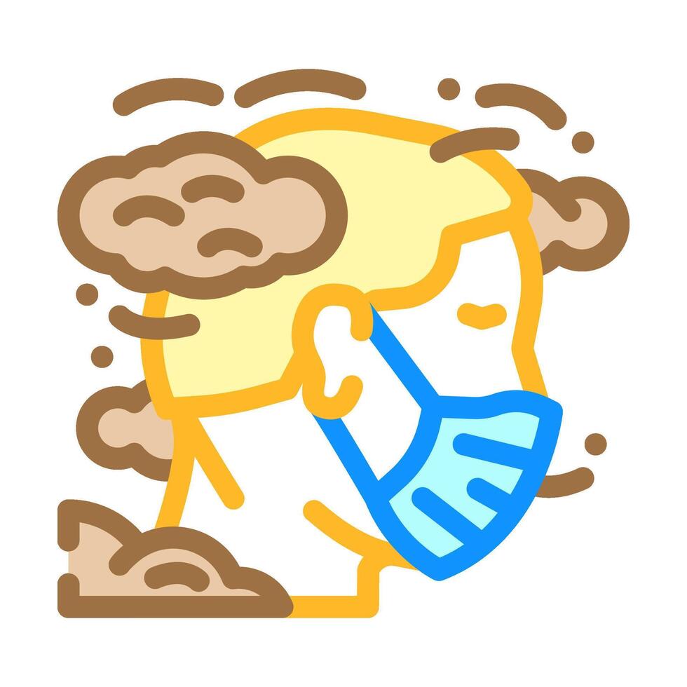 person wearing face mask dirty air pollution color icon illustration vector