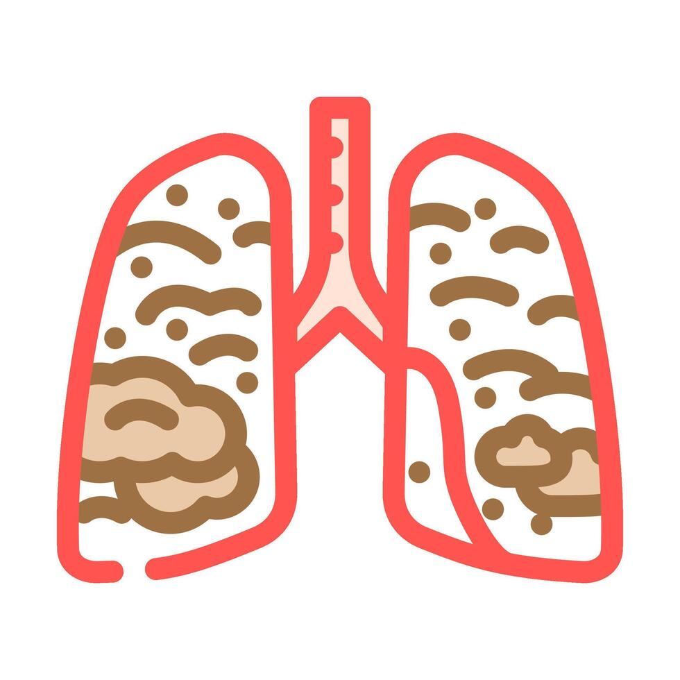 lungs filled smoke soot air pollution color icon illustration vector