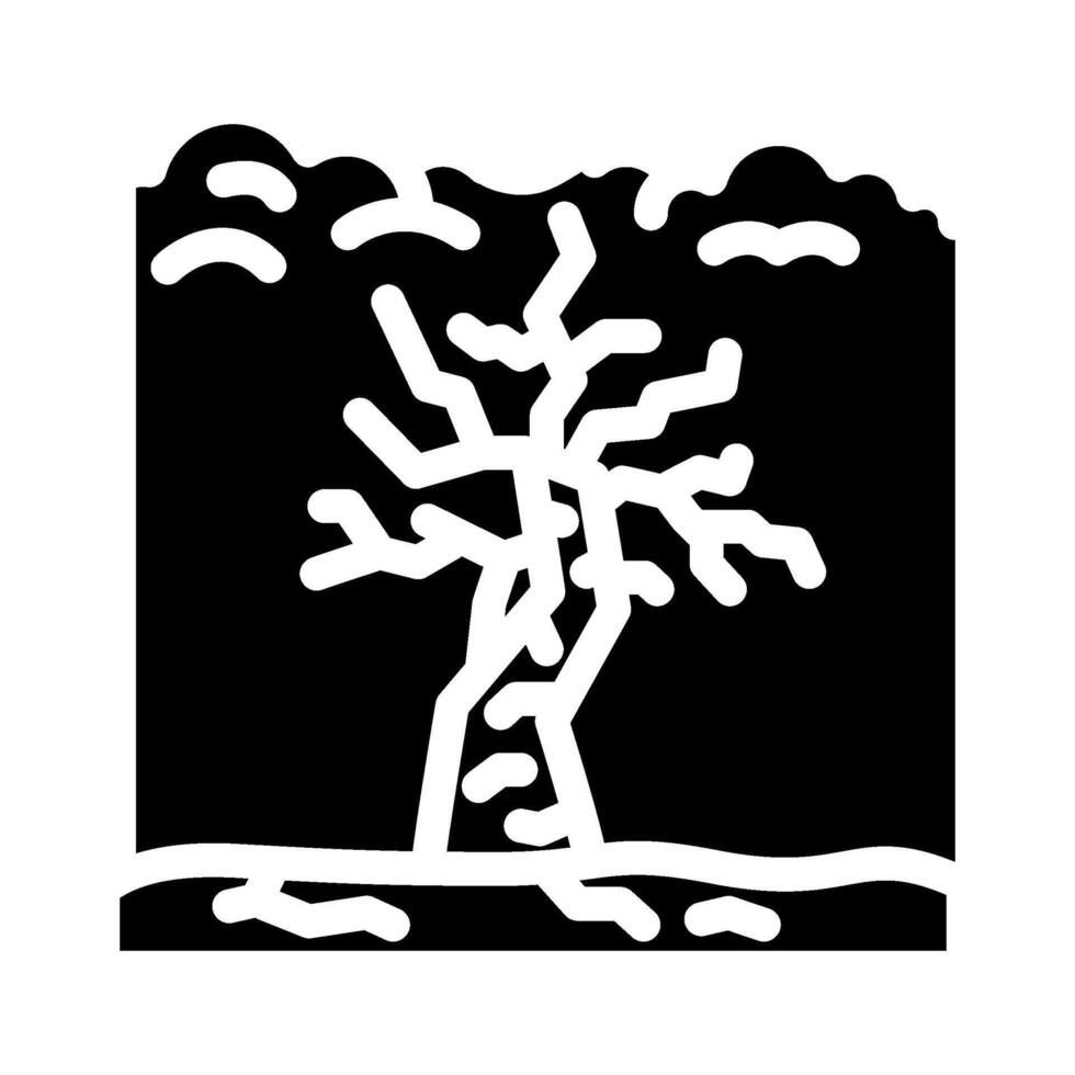 dead withered tree under polluted sky glyph icon illustration vector