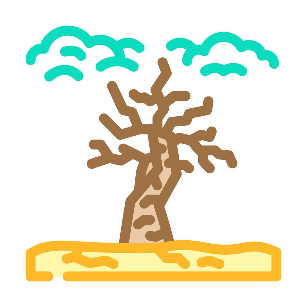 dead withered tree under polluted sky color icon illustration vector