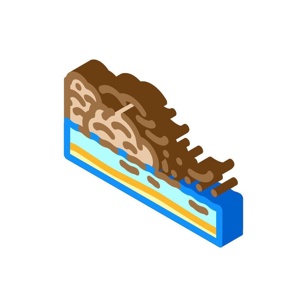 urban river dirty foam smoke air pollution isometric icon illustration vector