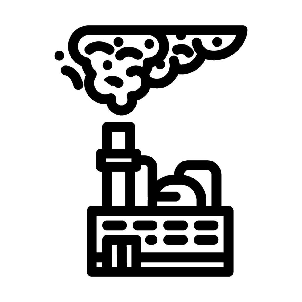 factory chimneys releasing smoke chemical pollution line icon illustration vector