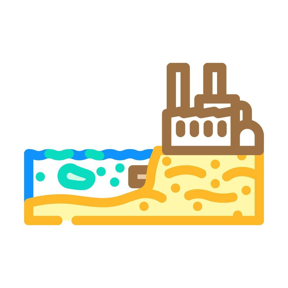 industrial plant near polluted lake chemical pollution color icon illustration vector