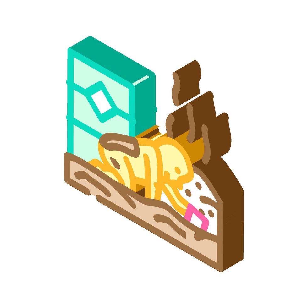 child playing near toxic waste dump chemical pollution isometric icon illustration vector