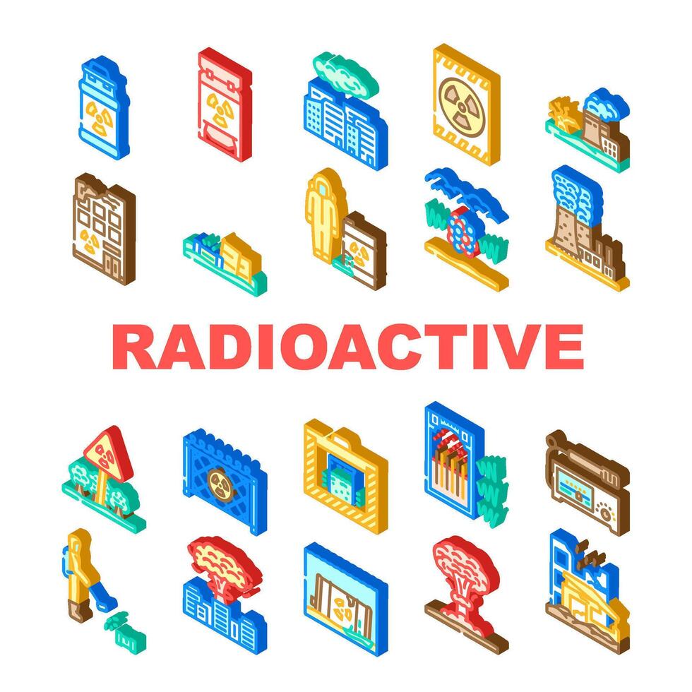 radioactive pollution hazard icons vector