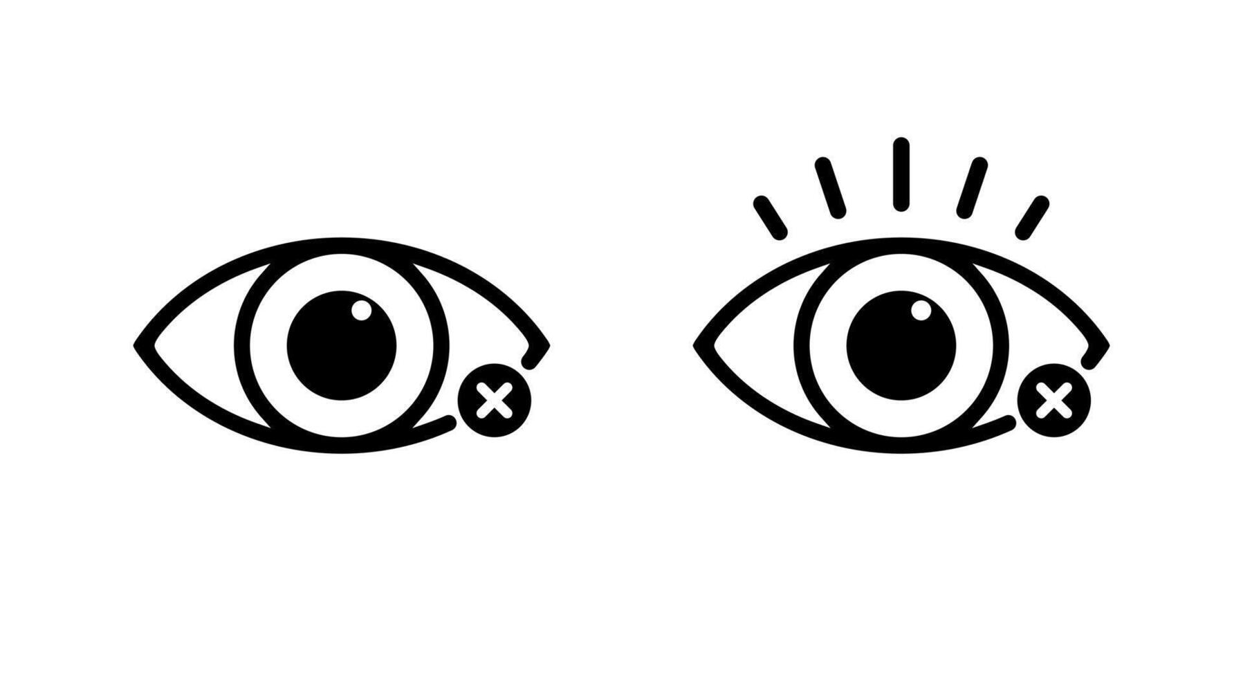 Eye pain, vision problem icon. Sore eyeball sign symbol vector