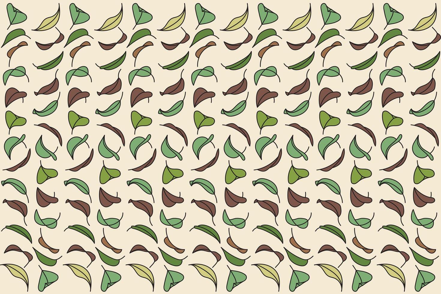 Repeating abstract drawing of leaf on soft brown background. vector