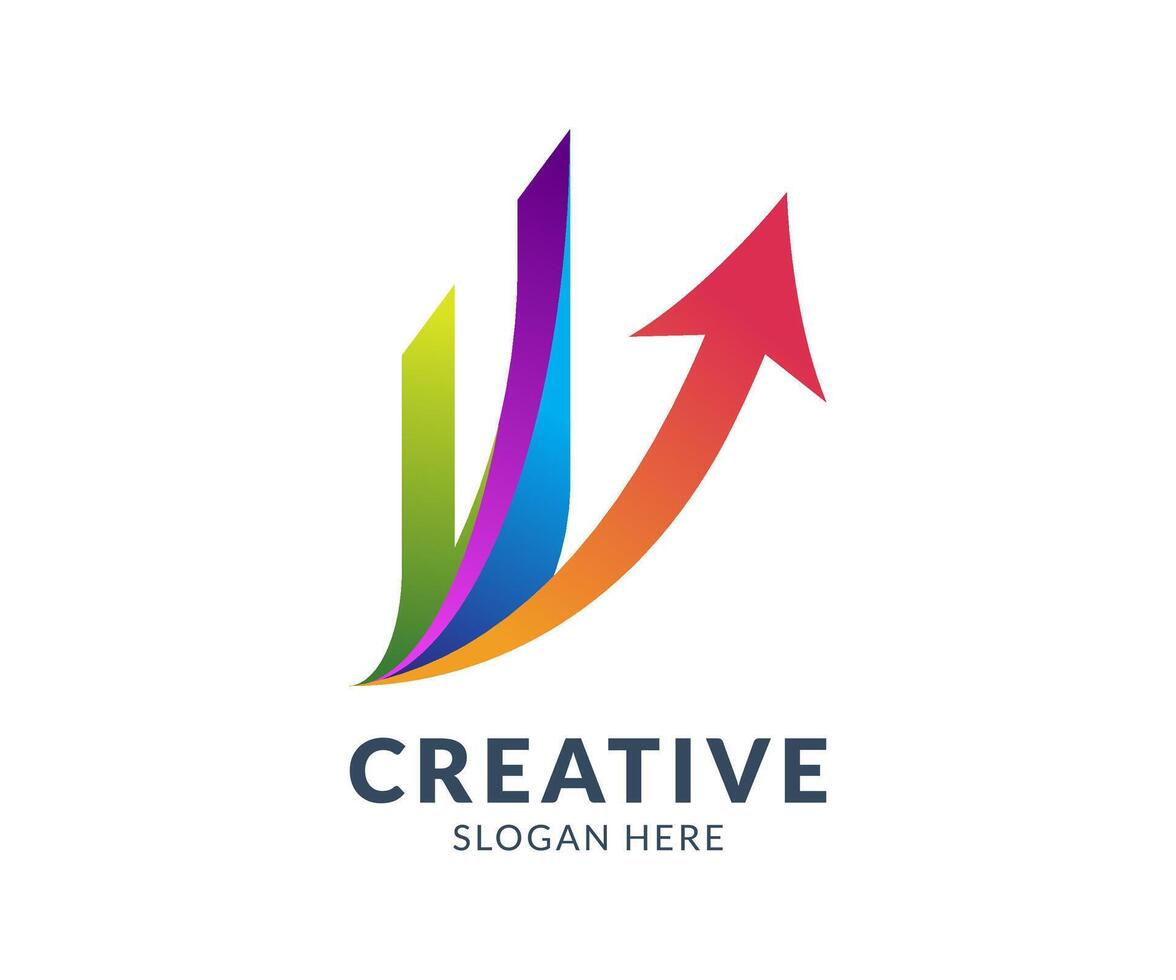 Creative Growth Arrow Logo for Business. Colorful abstract finance growth logo icon template design. vector