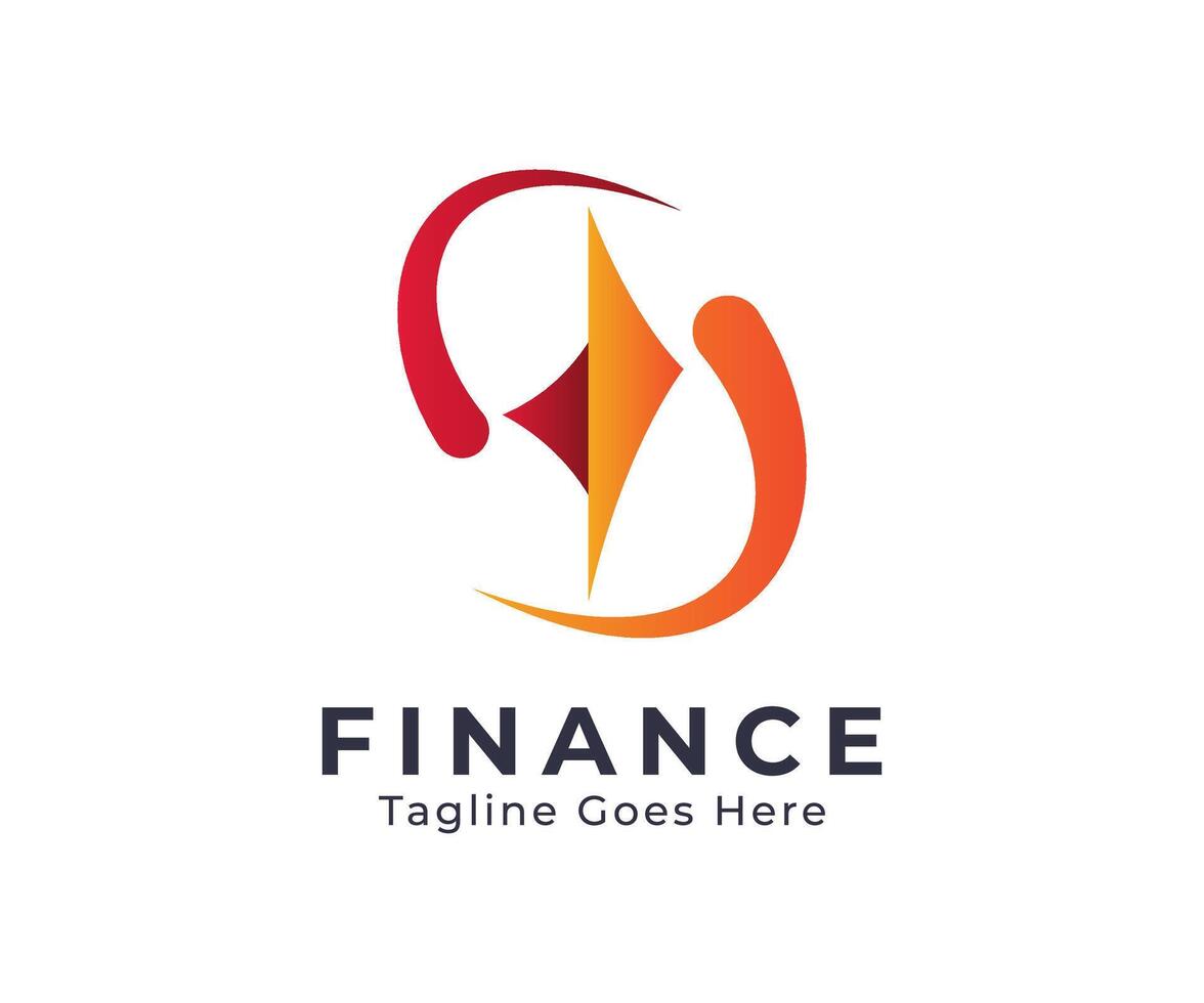 Abstract Finance Logo with Arrow and Curved Elements vector