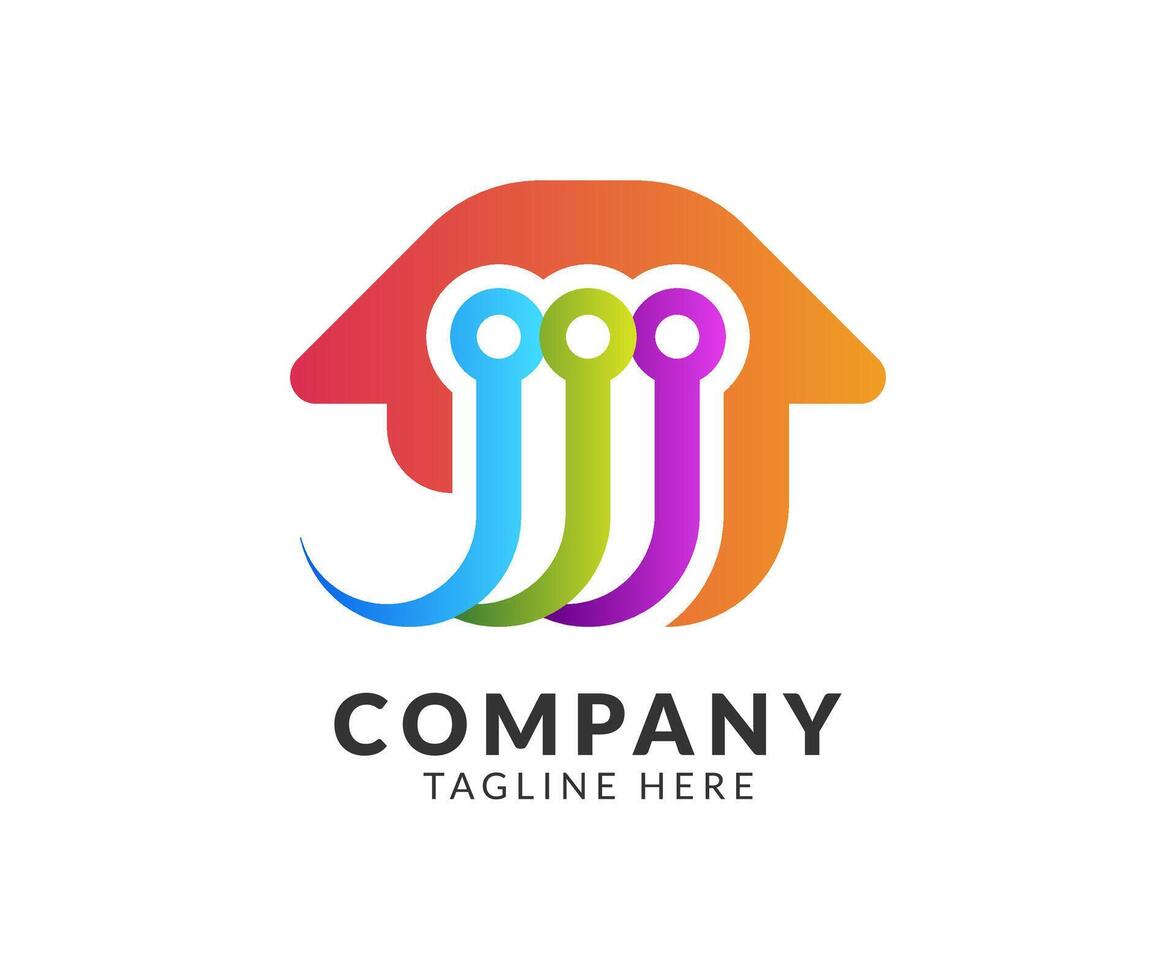 Smart Home Colorful Technology Logo Design vector