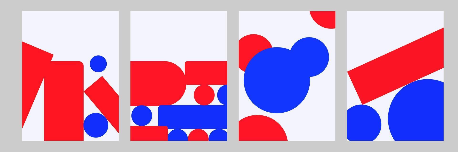 Modern Poster Design Templates Red, Blue, Geometric Typography vector
