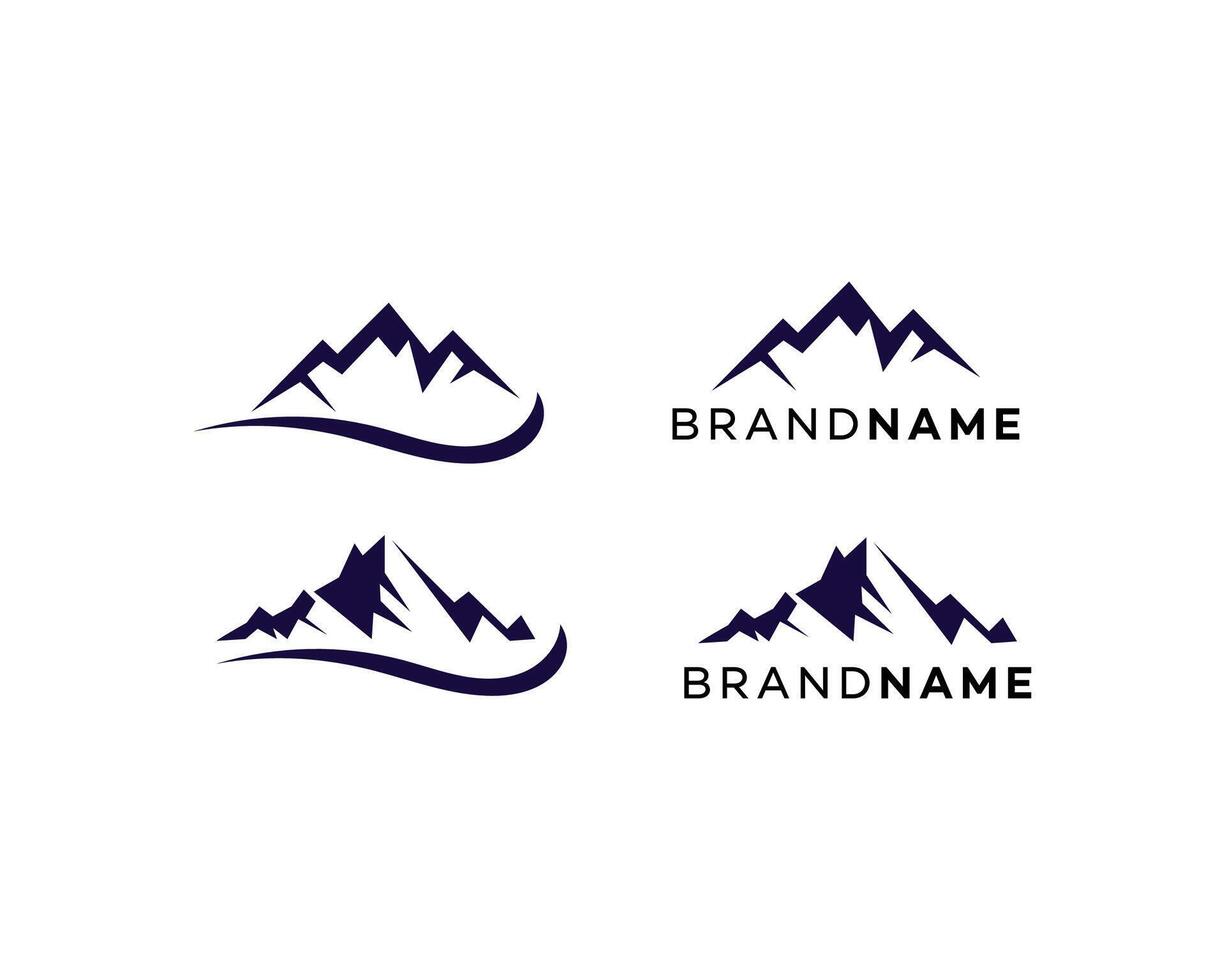 Eight Stylized Mountain Peak Icons Nature, Adventure, Design vector