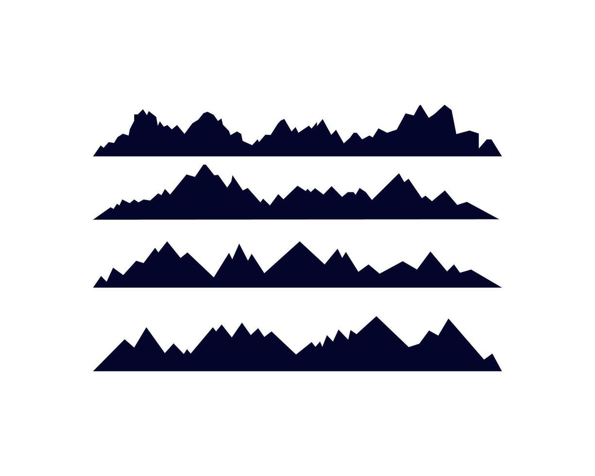 Four Silhouette Mountain Range Vectors Peaks, Hills, Landscape Design