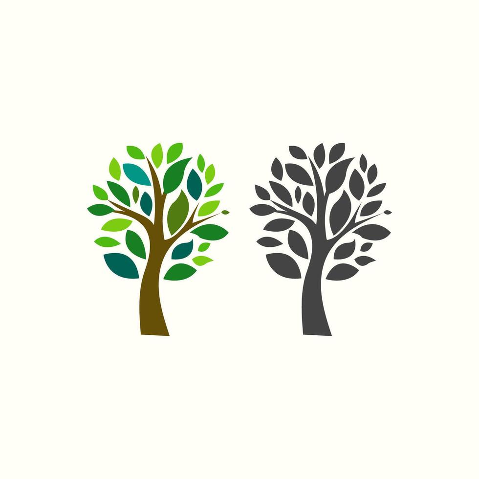 Green and Gray Stylized Tree Logos Nature, Growth, Ecology vector