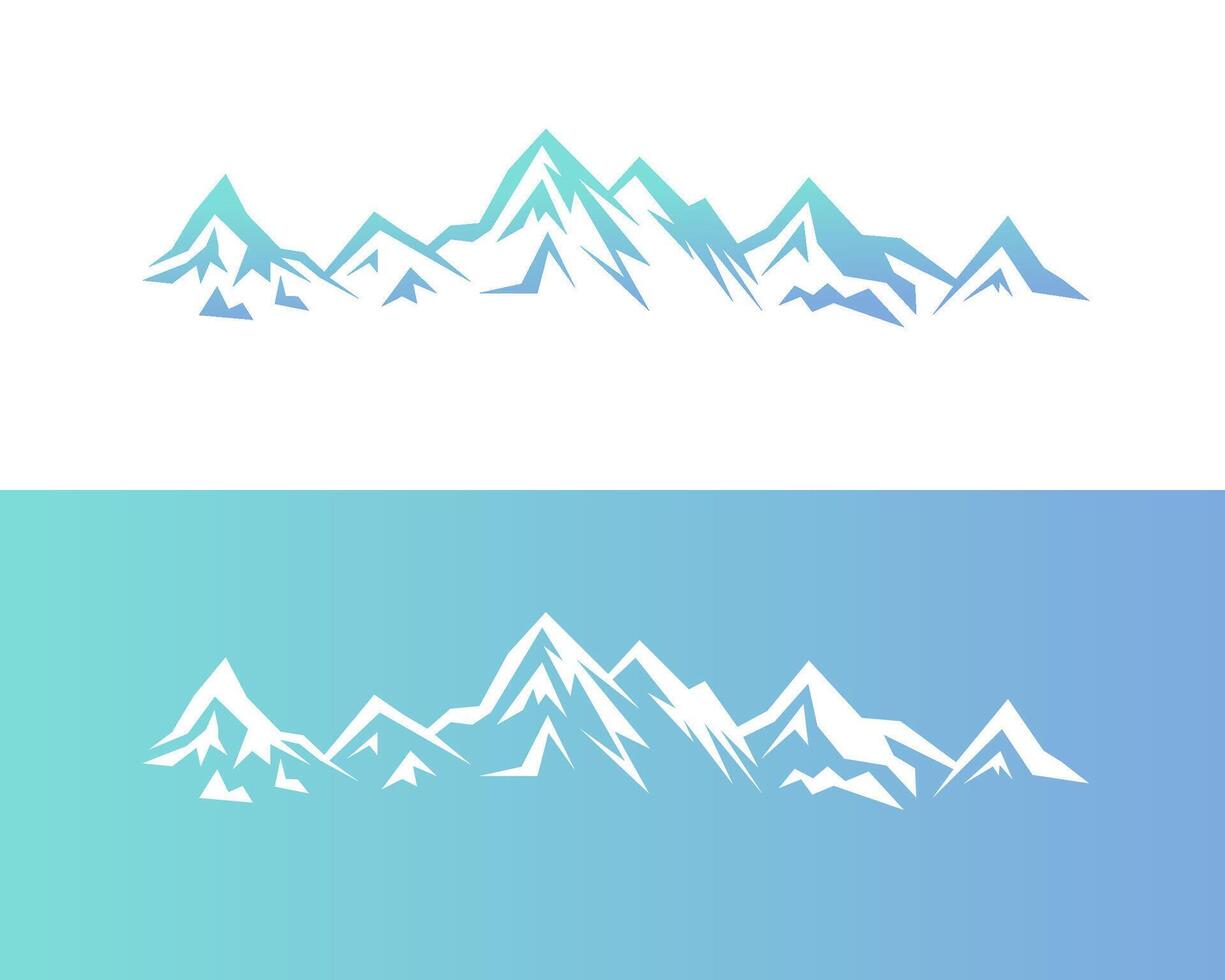 Stunning Mountain Range Blue Gradient, Peaks, Alpine, Nature, Illustration vector