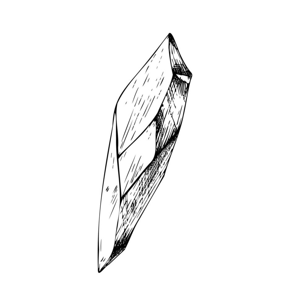 amethyst crystal. Hand painted linear quartz illustration. Graphic monochrome sketch isolated on background. For designers, prints, logo, icon, me vector