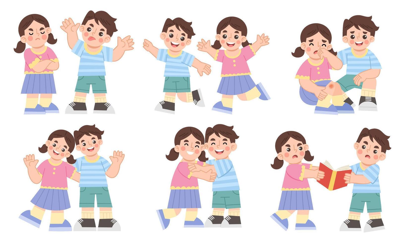 Illustration set of cheerful children playing vector