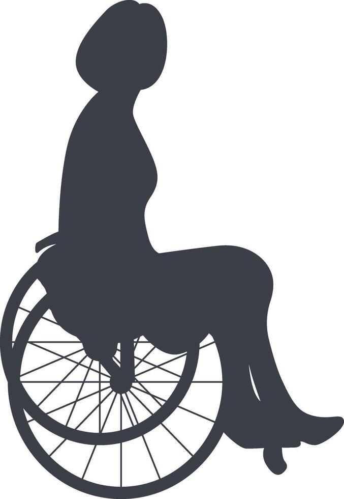 Silhouette of People Disability on Wheelchair, in Simple Shape vector