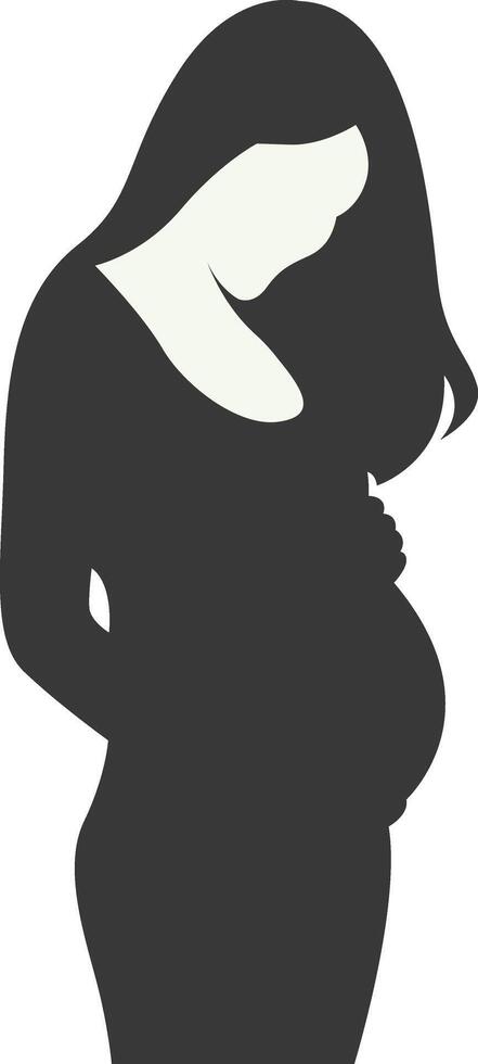 Pregnant Mom Silhouette. Isolated on White Background, vector