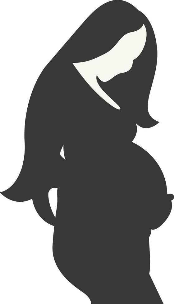 Pregnant Mom Silhouette in Cartoon Design vector