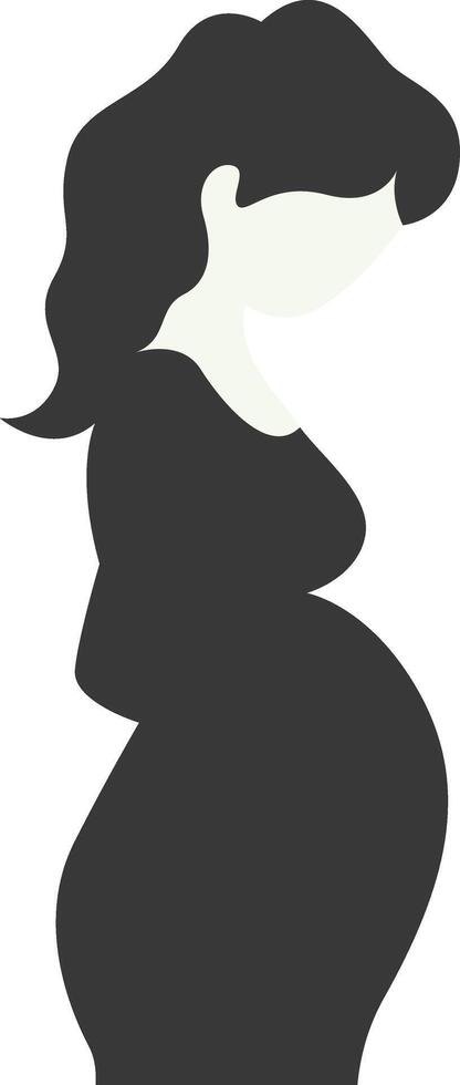 Pregnant Mom Silhouette with Flat Shape. Isolated on White Background. vector
