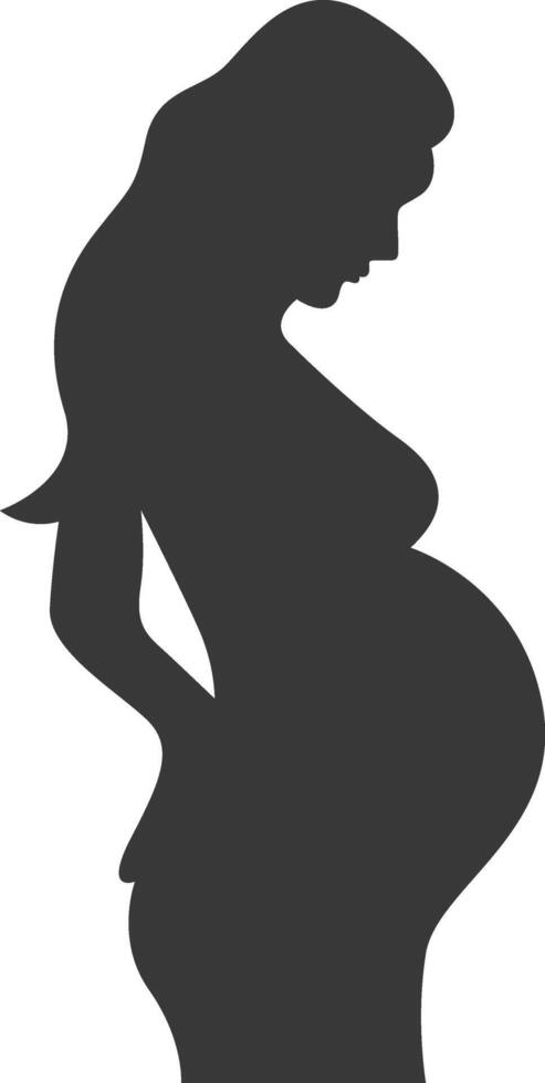 Pregnant Mom Silhouette Isolated on White Background vector