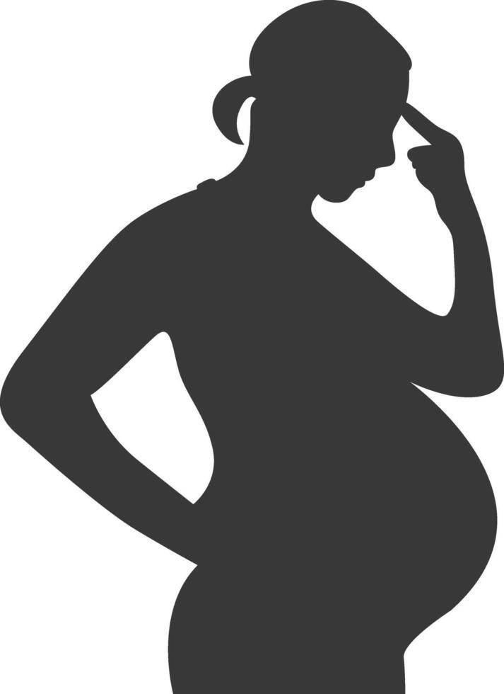 Pregnant Mom Silhouette with Cartoon Shape vector